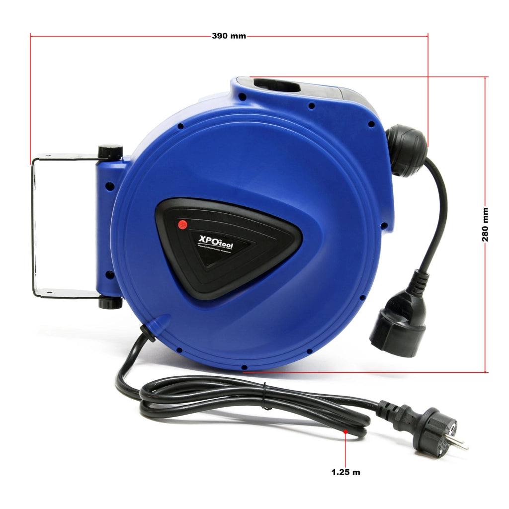 Avvolgicavo automatico 20m orientabile a 180°, con supporto a parete e materiale di montaggio