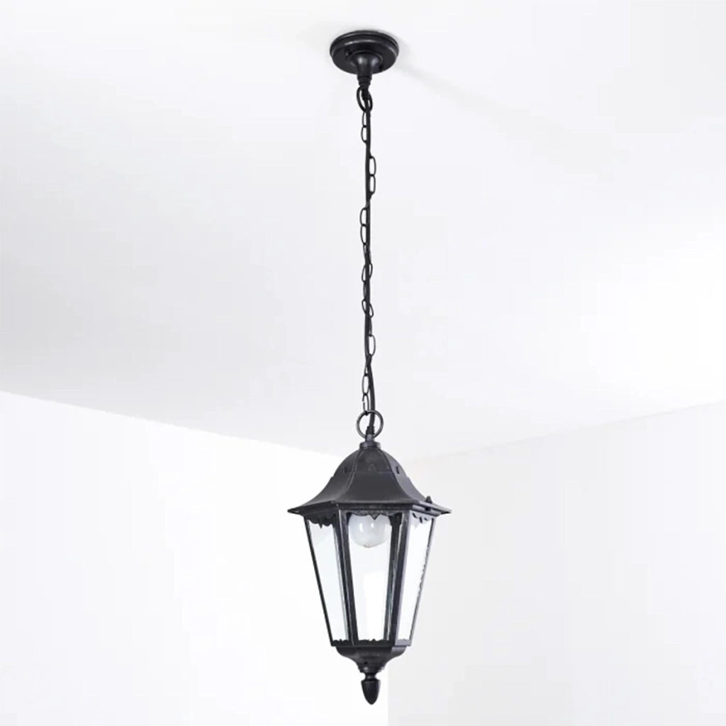 Sospensione Esterno Riley Alluminio Nero 1 Luce E27 Ip44