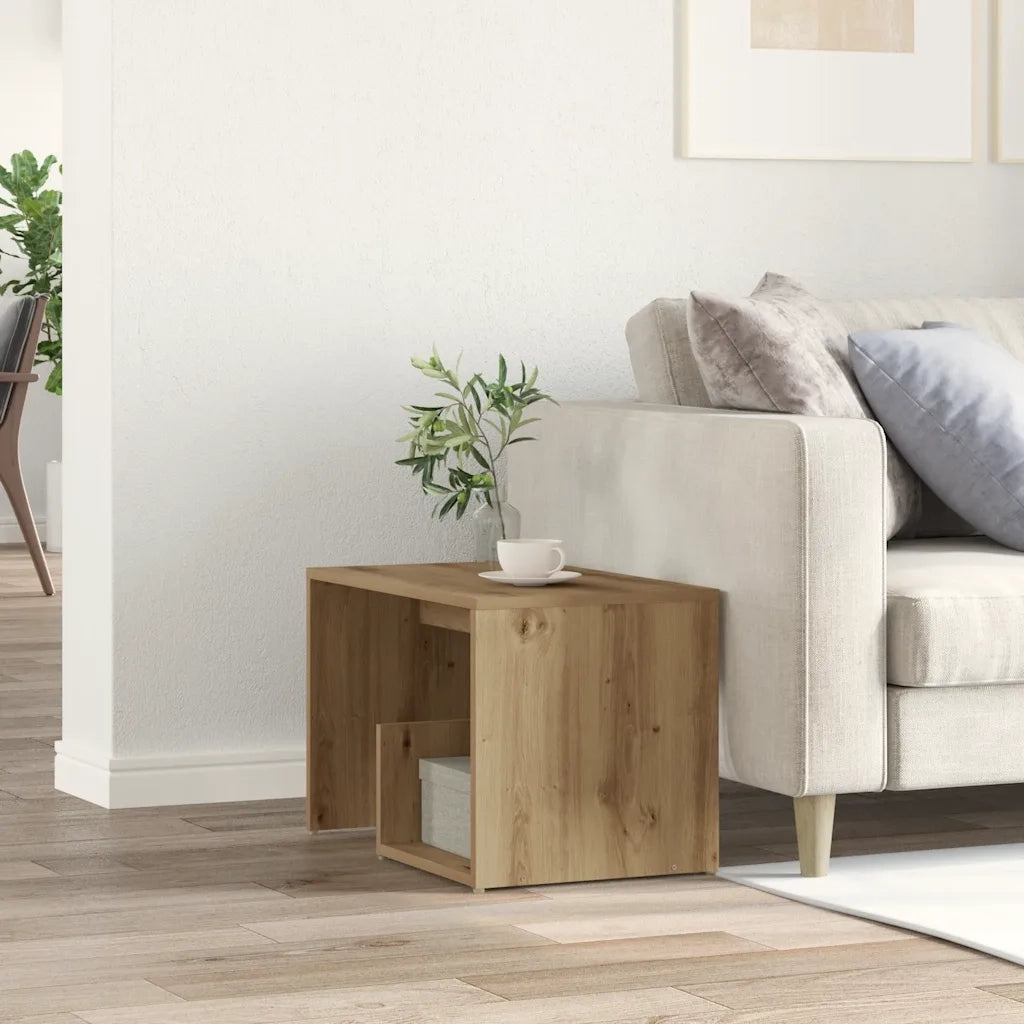 Tavolino Rovere Artigianale 59x36x38 cm in Legno Multistrato 856541