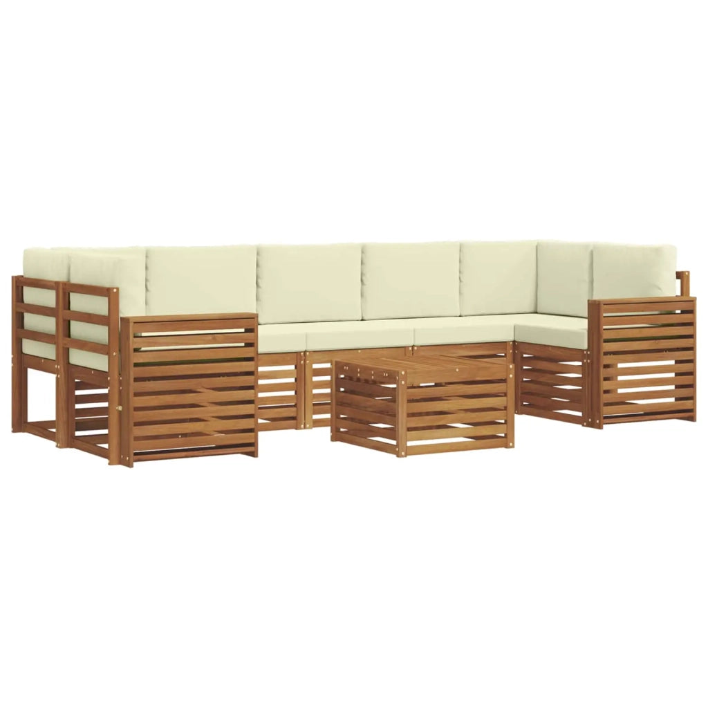 Set di divani da esterno con cuscino 8 pcs Naturale e Crema 3374535