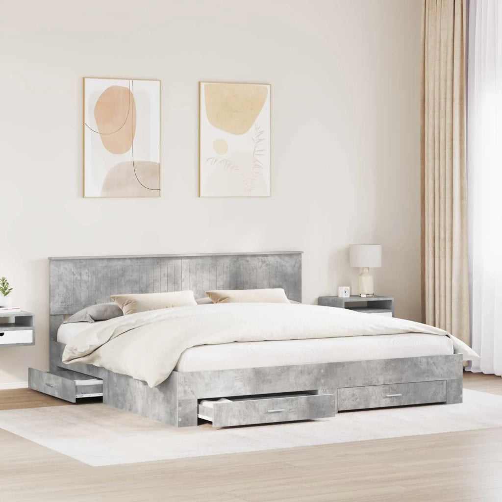 Struttura del letto con testiera Grigio cemento 200 x 200 cm 3410857