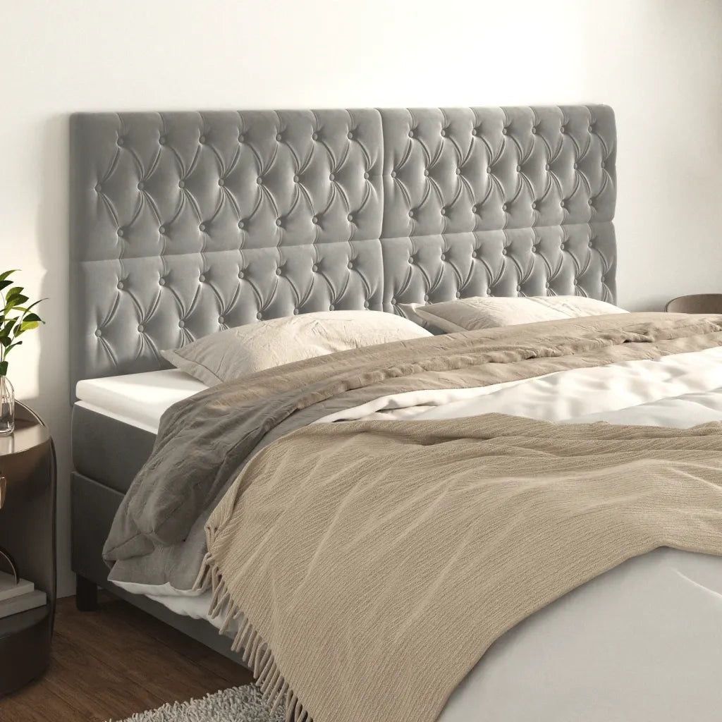 Testiera Grigio Chiaro 200x7x118/128 cm Velluto 3116734
