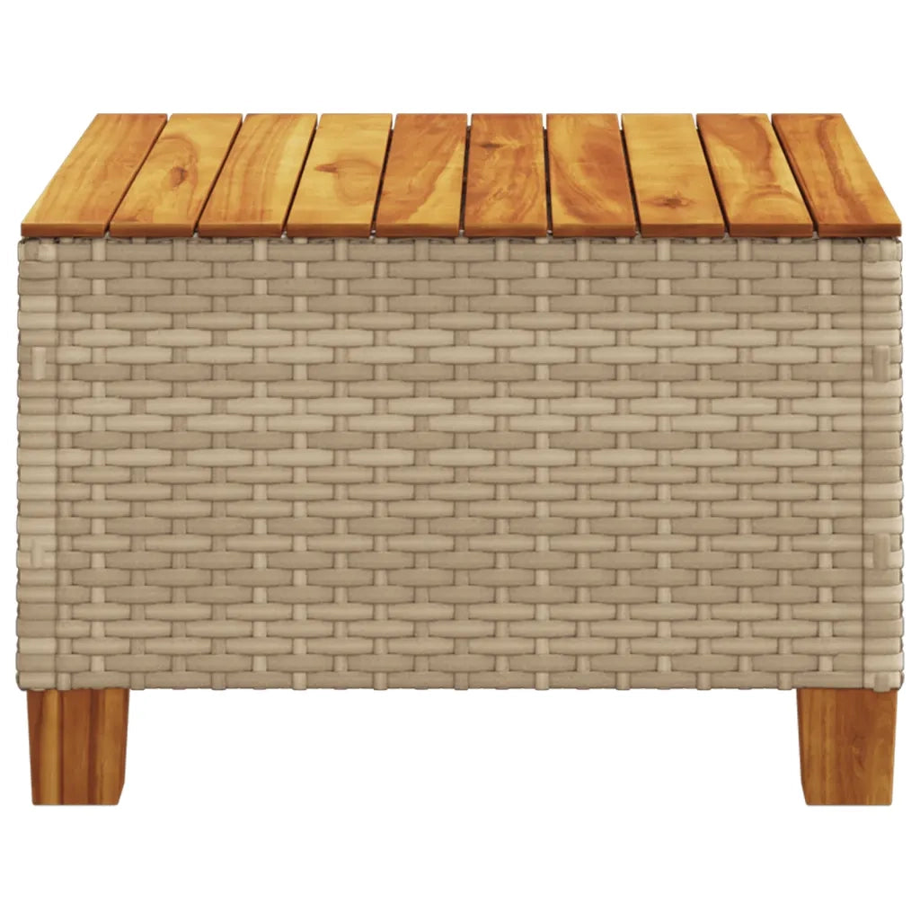 Tavolo da Giardino Beige 55x55x36 cm Polyrattan e Legno Acacia