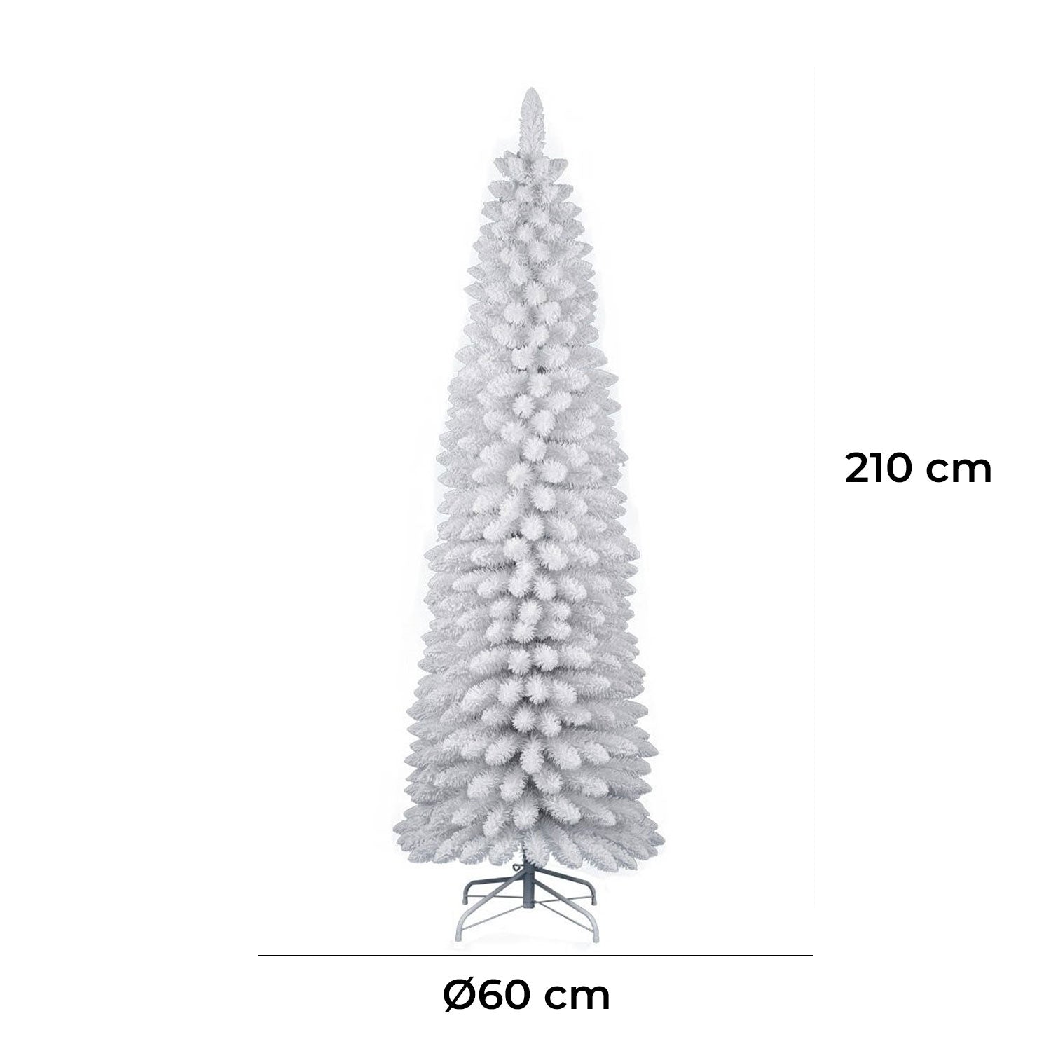 Albero di Natale  Artificiale Slim Floccato Realistico Innevato 210 cm 442 Rami Bianco Effetto Neve