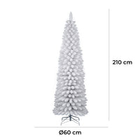 Albero di Natale  Artificiale Slim Floccato Realistico Innevato 210 cm 442 Rami Bianco Effetto Neve