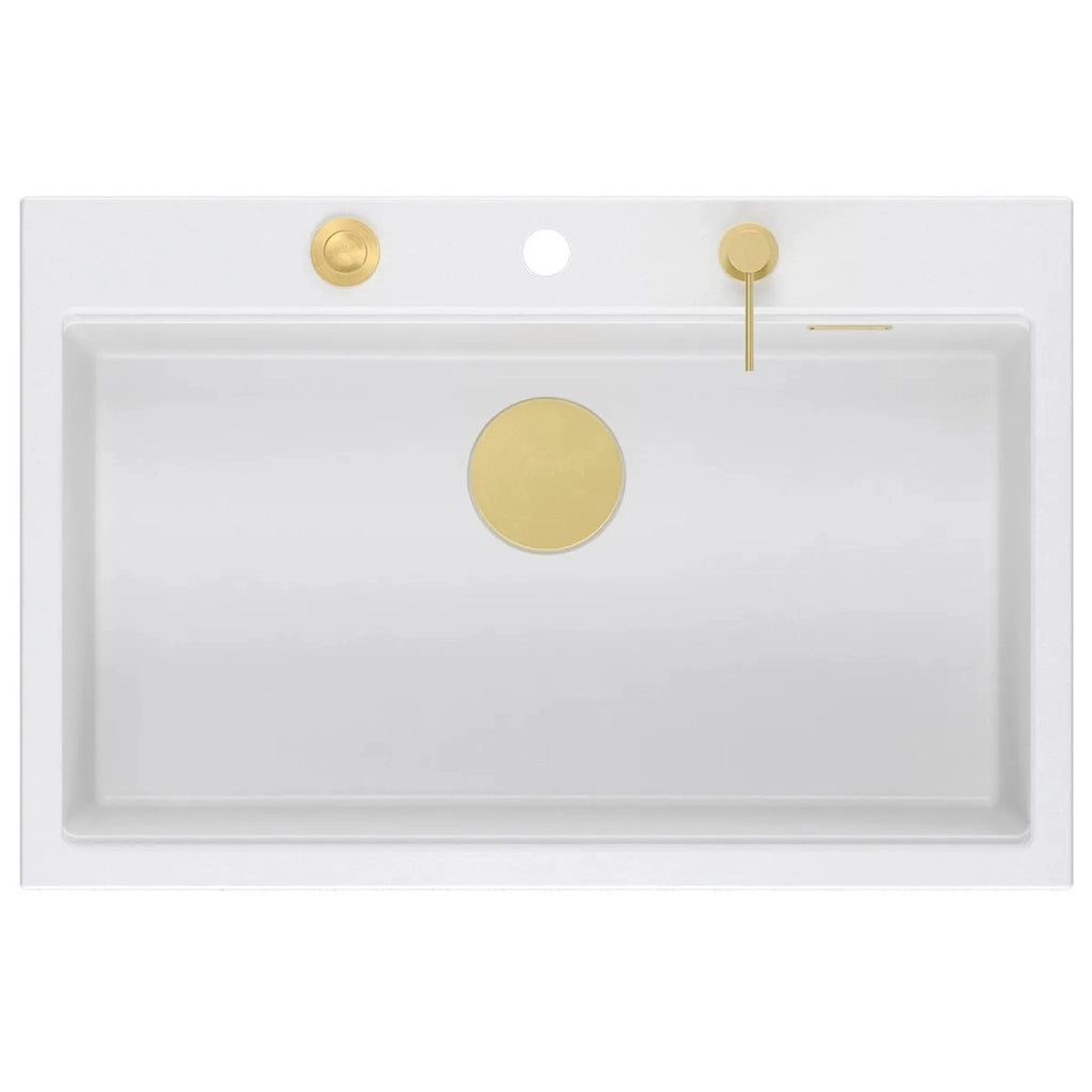 Lavello In Granito Marc 110 Workstation White Tappo oro