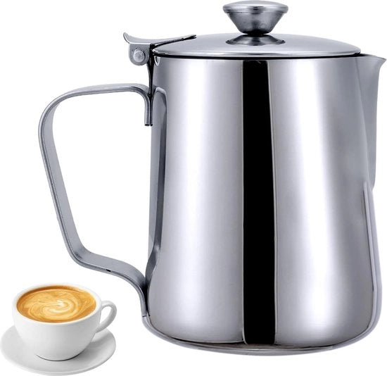 Sfumettatore in Acciaio Inossidabile con Coperchio - Ideale per Latte e Coffee Art (350ML)