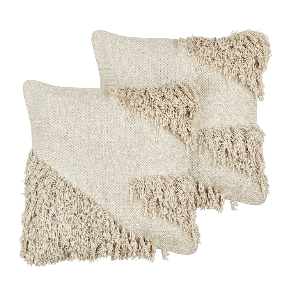 Set di 2 cuscini in cotone beige 45 x 45 cm Cuscini decorativi con imbottitura morbida Accessori Soggiorno Camera da letto