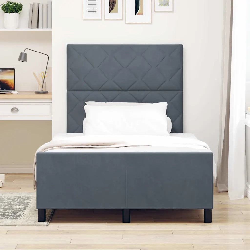 Letto a molle con testiera Grigio scuro 120 x 190 cm Velluto 3344994