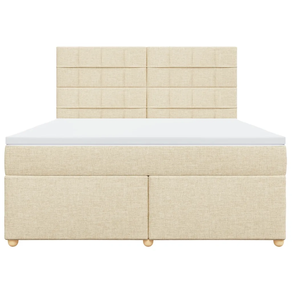 Giroletto a Molle con Materasso Crema 180x200 cm in Tessuto