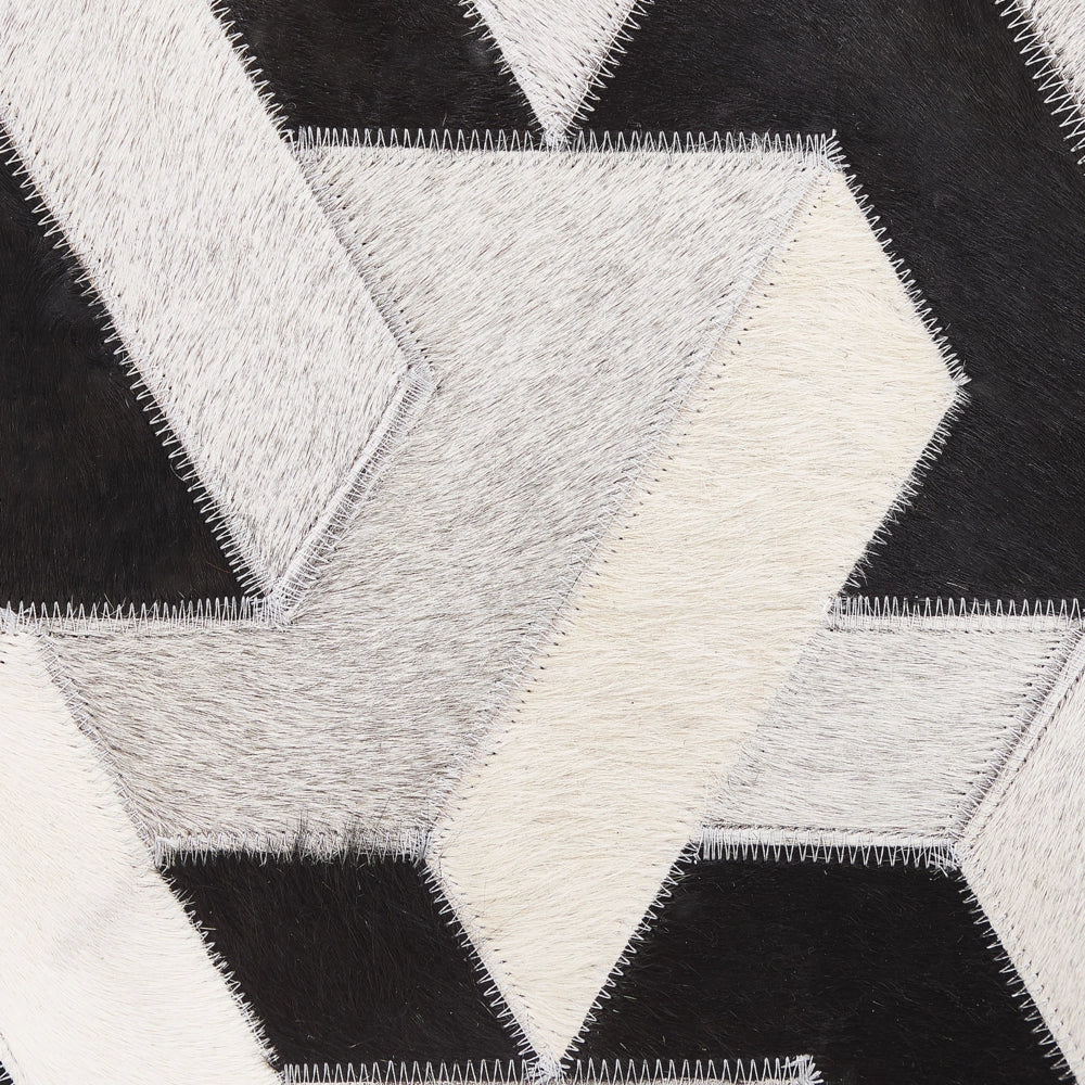 Tappeto tappetino Pelle Bovina Nera e Bianca 140 x 200 cm Motivo Geometrico Patchwork