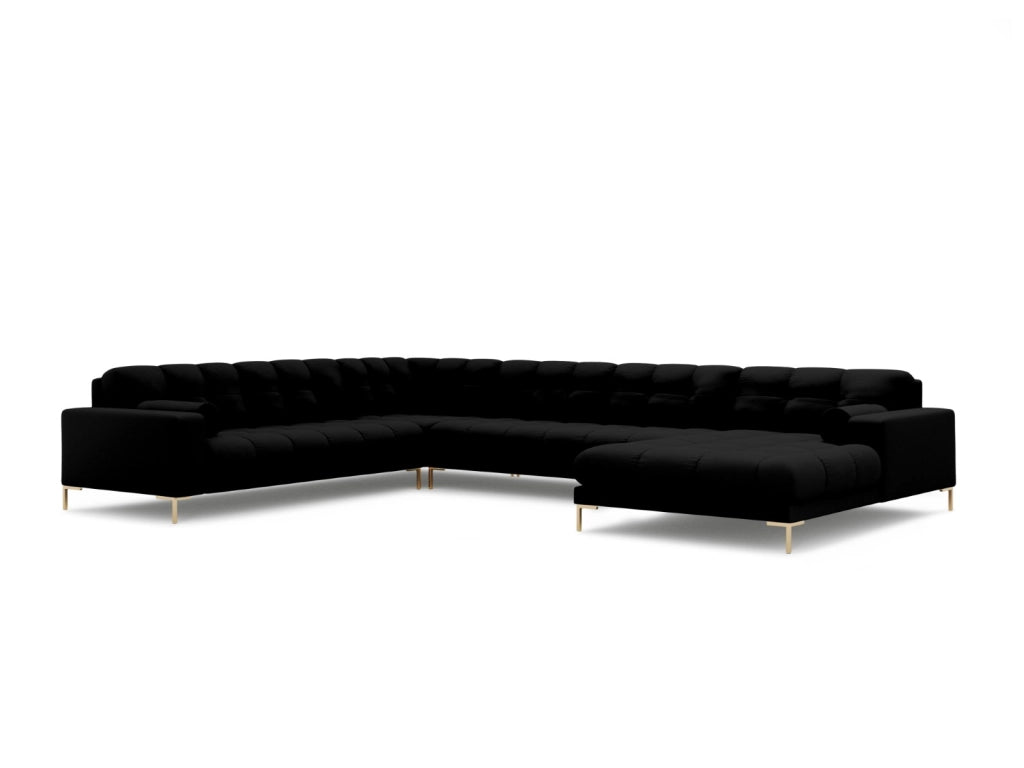 Cosmopolitan Design - Divano panoramico sinistro "Bali" 7 posti in tessuto strutturato nero 