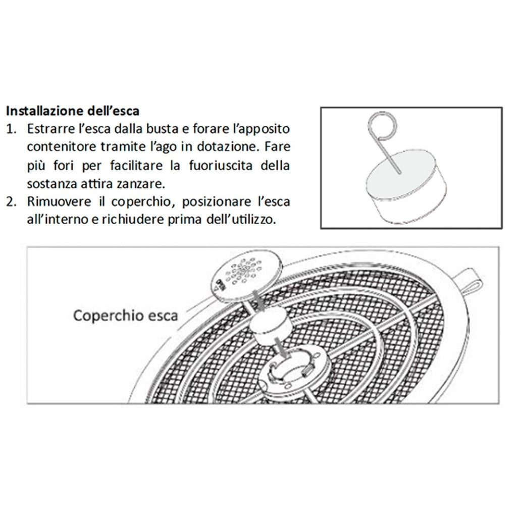 Kit Daewoo Racchetta Nera Antizanzare Elettrica USB + Aquatain Block + 5 Esche