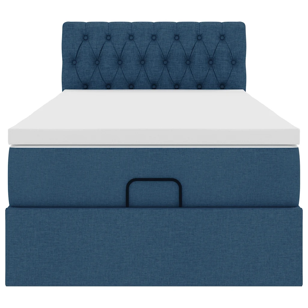 Pouf Letto con Materasso Blu 90x200 cm in Tessuto 3311517
