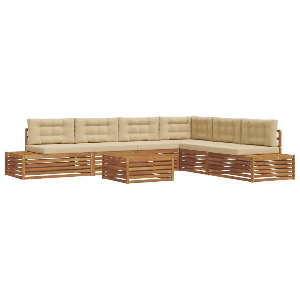Set di divani da esterno con cuscino 7 Pezzo Naturale e Beige