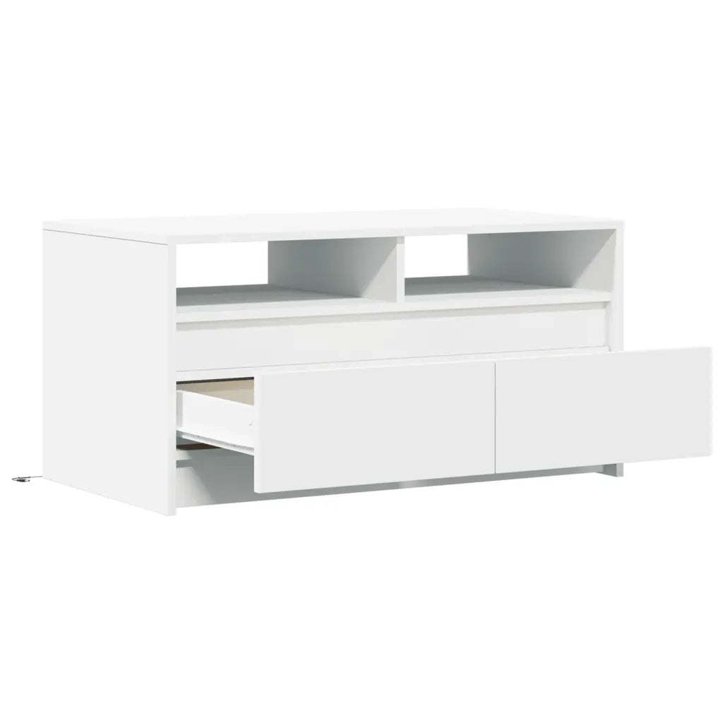 Tavolino da Salotto con Luci LED Bianco in Truciolato 851991