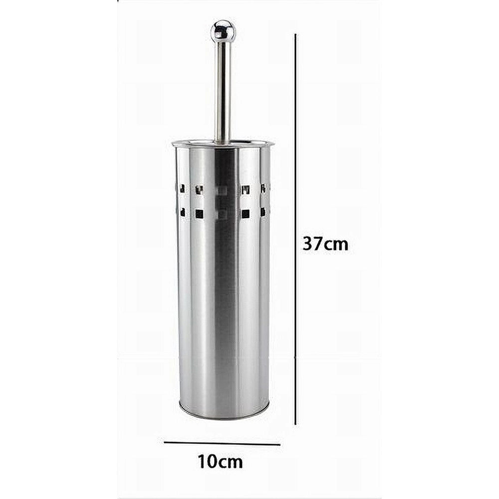 Trade Shop - Portascopino Bagno Contenitore Spazzolone Wc In Acciaio Satinato Decorato 69442 -