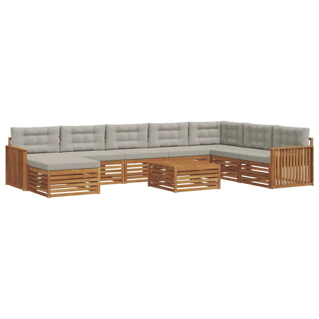 Set di divani da esterno 9 pcs Grigio Naturale e Chiaro 3373976