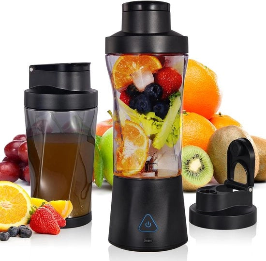 24oz - Blender Persoonlijk per Shakes e Smoothies - BPA Libero - Coperchio Erimido e Apertura per Bere - Ricaricabile con USB-C - Auto Pulente - Con 6 Lame Affilate - Nero