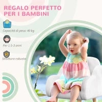 Poltrona per Bambini in Stile Scandinavo con Braccioli a Nuvola in Tessuto Bianco, 46x51x55 cm