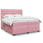 Giroletto a Molle con Materasso Rosa 200x200 cm in Velluto 3293319