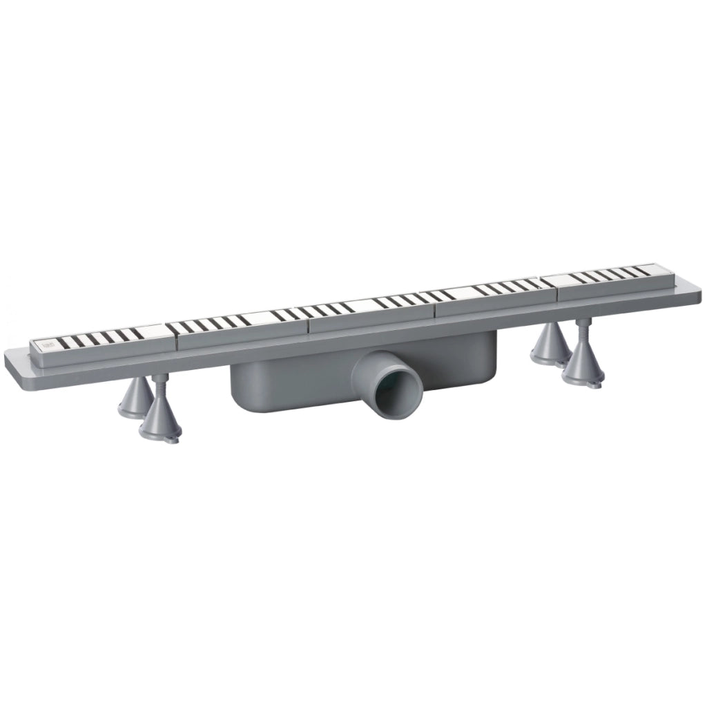 Canalina doccia sifonata in ABS con griglia in acciaio inox regolabile modello Basicflow TEA