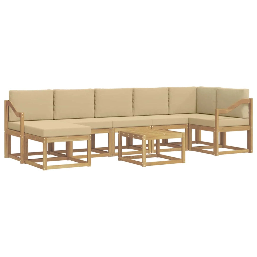 Set di divani da esterno 8 pz Bianco e Beige Poliestere 3387997