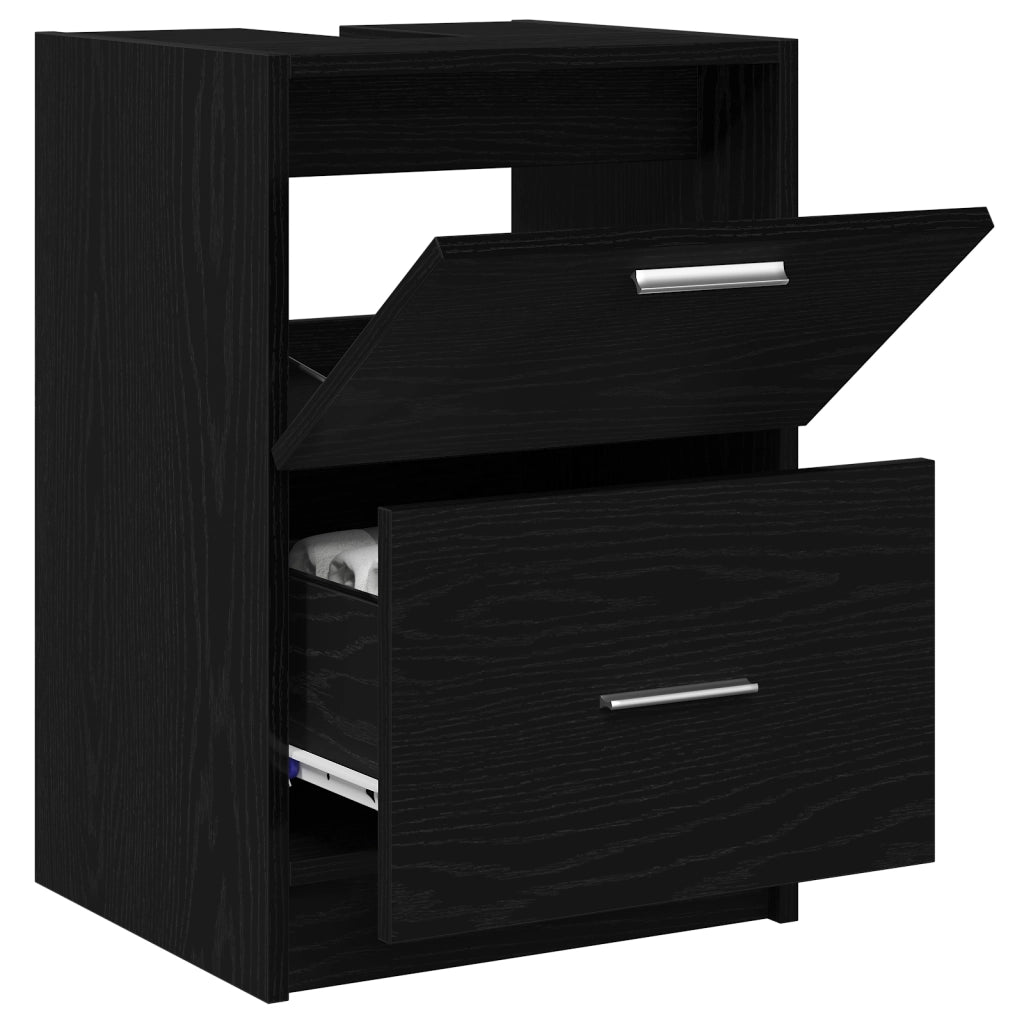 Mobile Lavabo Rovere Nero 40x37x59 cm Legno Ingegnerizzato