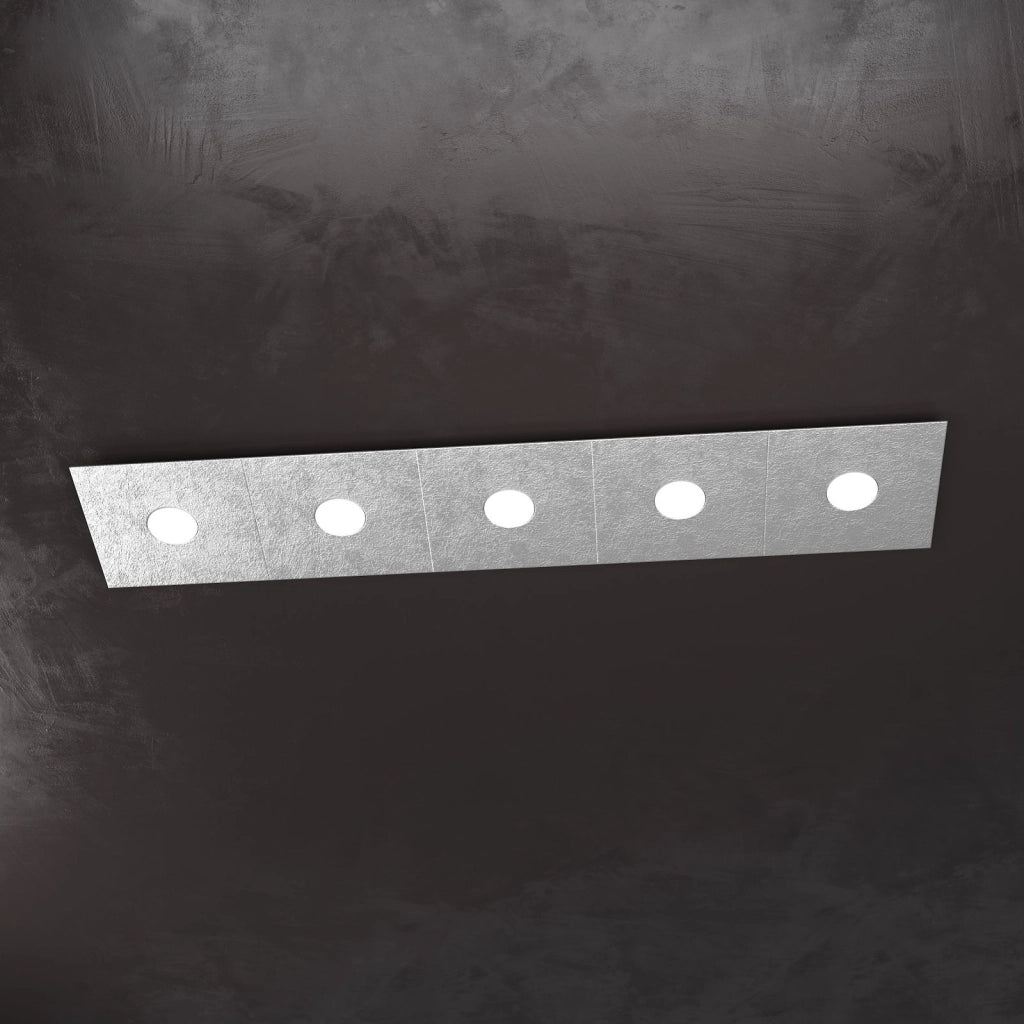 ECCENTRIC APPLIQUE-PLAFONIERA 5 LUCI FOGLIA ARGENTO 1156-5L-FA