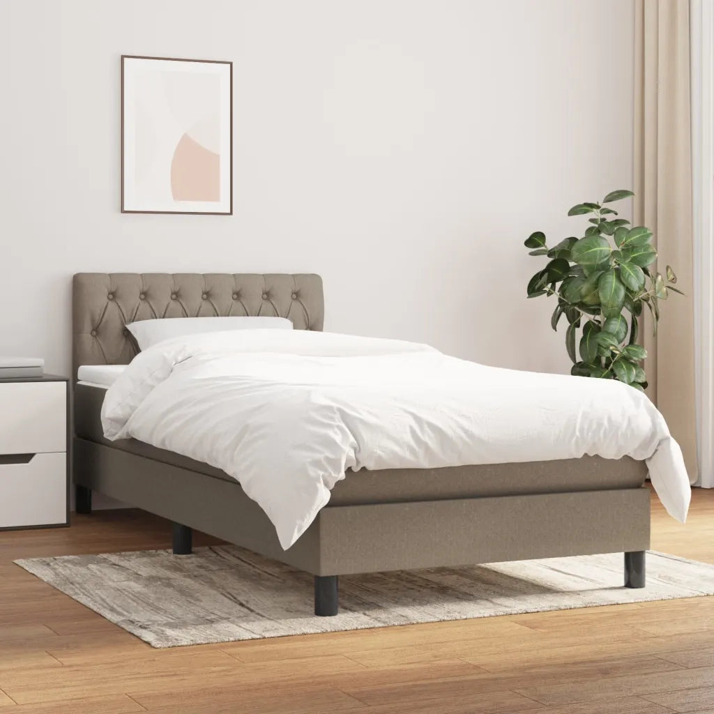 Letto singolo | Letto per adulti | Giroletto a Molle con Materasso Tortora 90x200 cm inTessuto