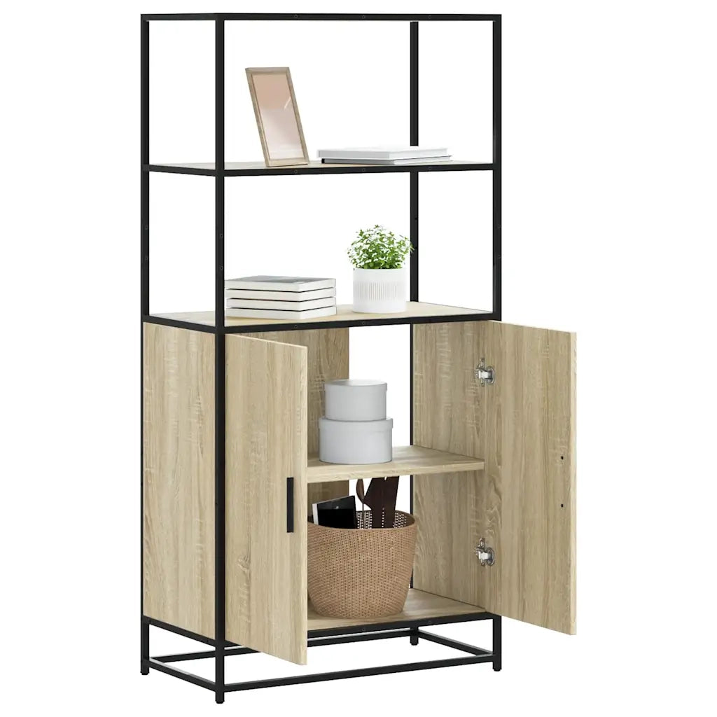 Credenza | Madia | Buffet da pranzo | Armadio da pranzo Rovere Sonoma 68x35x139 cm Legno Multistrato Metallo