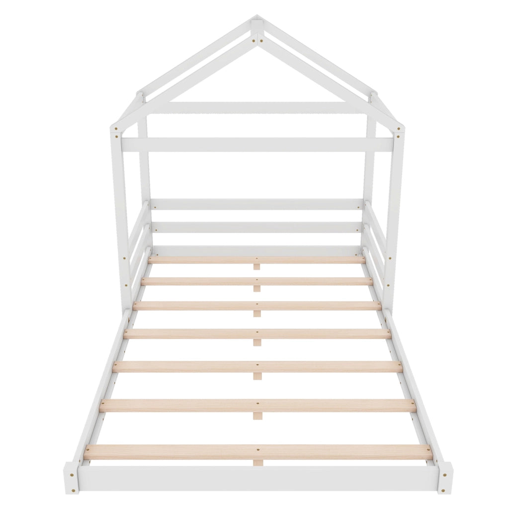 LETTO a casetta 140x200 cm in legno di pino e MDF bianco