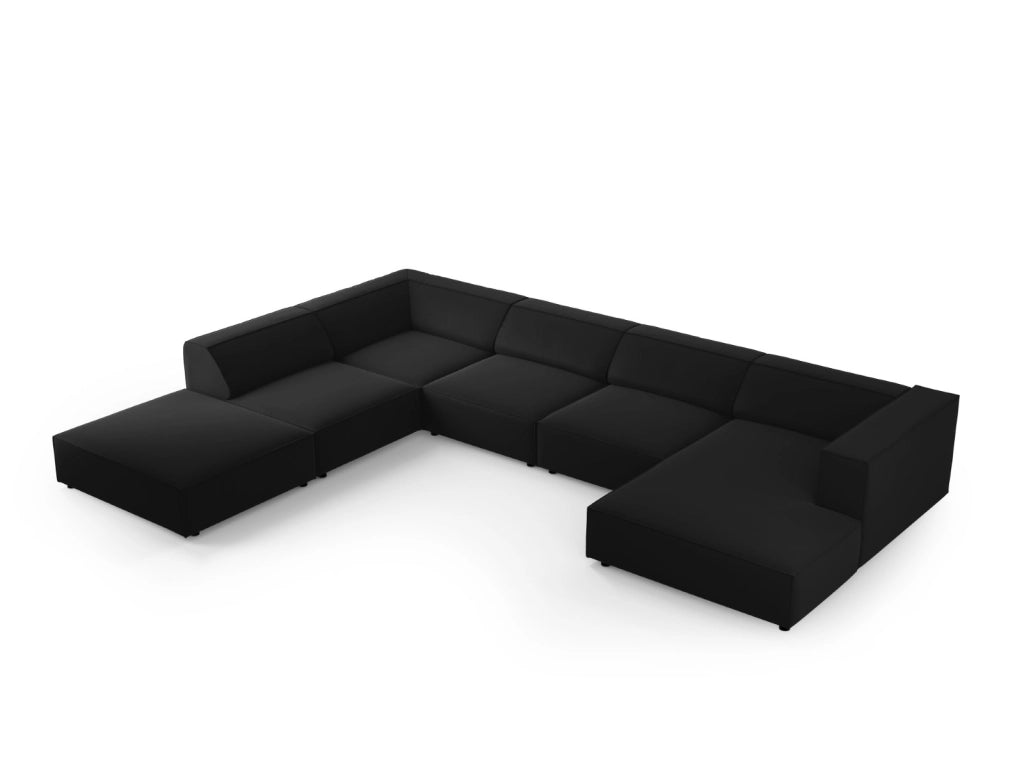 Cosmopolitan Design - Divano panoramico sinistro "Arendal" 7 posti in velluto nero 