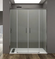 Box doccia frontale BASIC 2 fissi + 2 scorrevoli 180 cm (95+95) titanio vetro trasparente