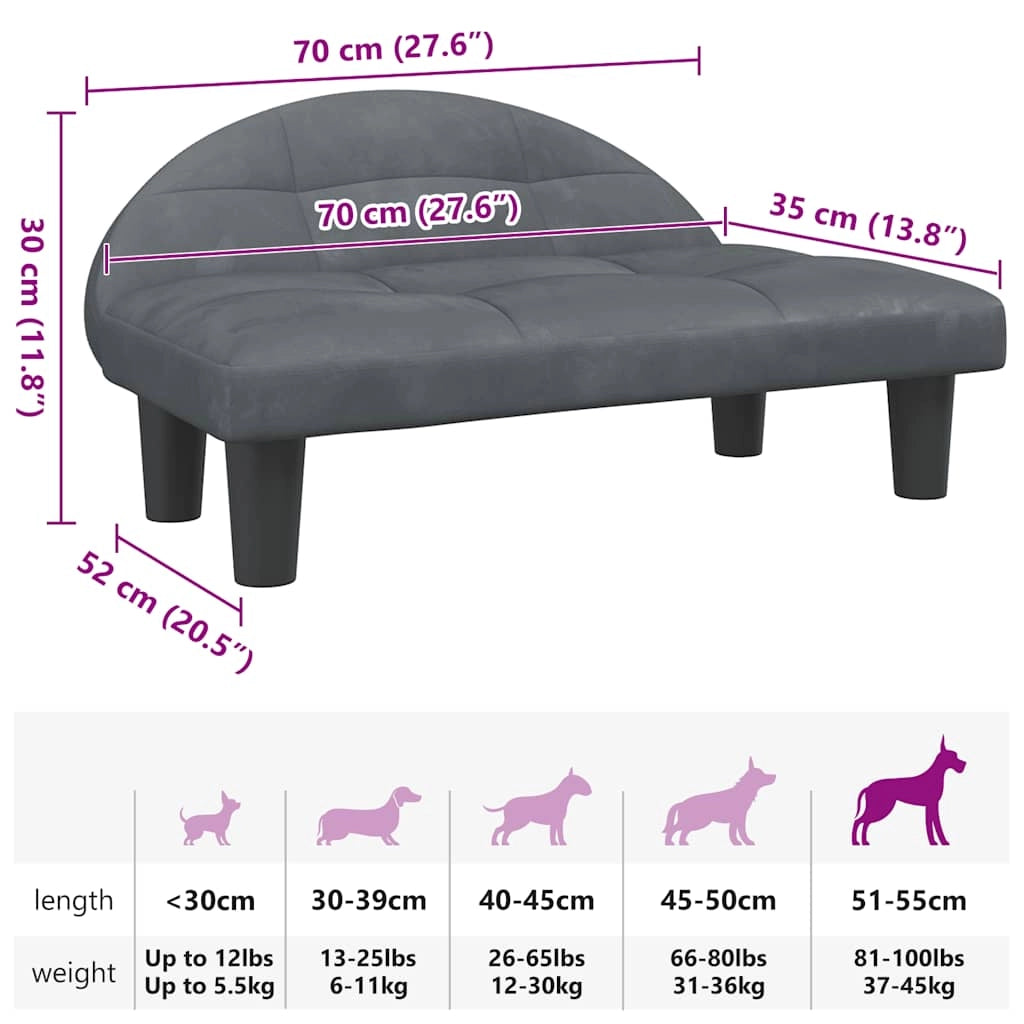 Cuccia per cani comoda cuccia da divano velluto grigio scuro 70 x 52 x 30 cm 02_0043182