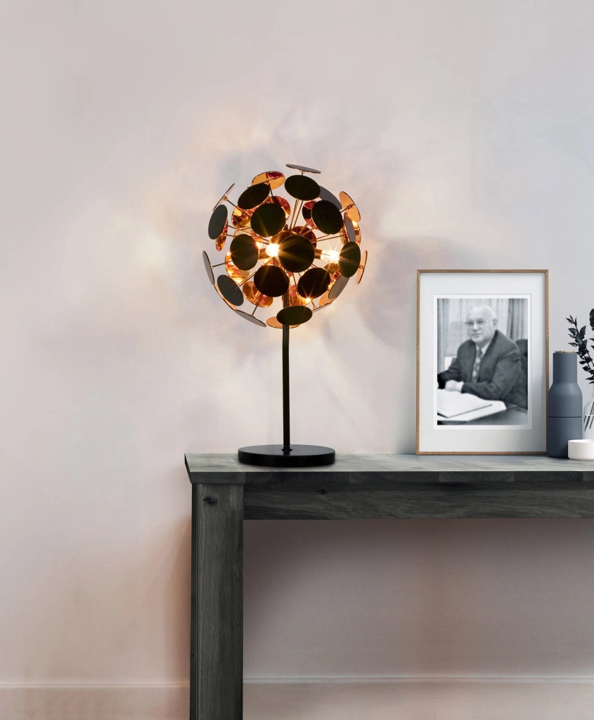 Lampada Scrivania Contemporanea Disco Acciaio Nero Policarbonato Oro 1 Luce E14