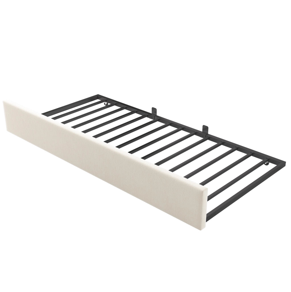 Letto a giorno 90x200 cm; con letto estraibile; velluto; beige (Senza materasso)