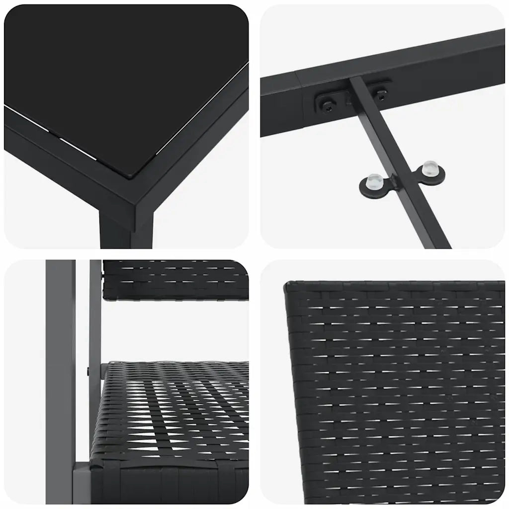 Set da Pranzo per Giardino 5 pcs Nero Rattan in PE 3379081