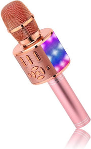 Microfono per Bambini Giocattolo - Microfono per Bambini Karaoke - Microfono Bluetooth per Bambini - Rosa Oro