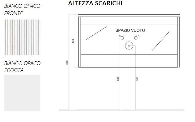Mobile Bagno Sospeso Completo di Lavabo in Ceramica Specchio Lampada Led Bianco Opaco Cannettato - Misura 70 cm