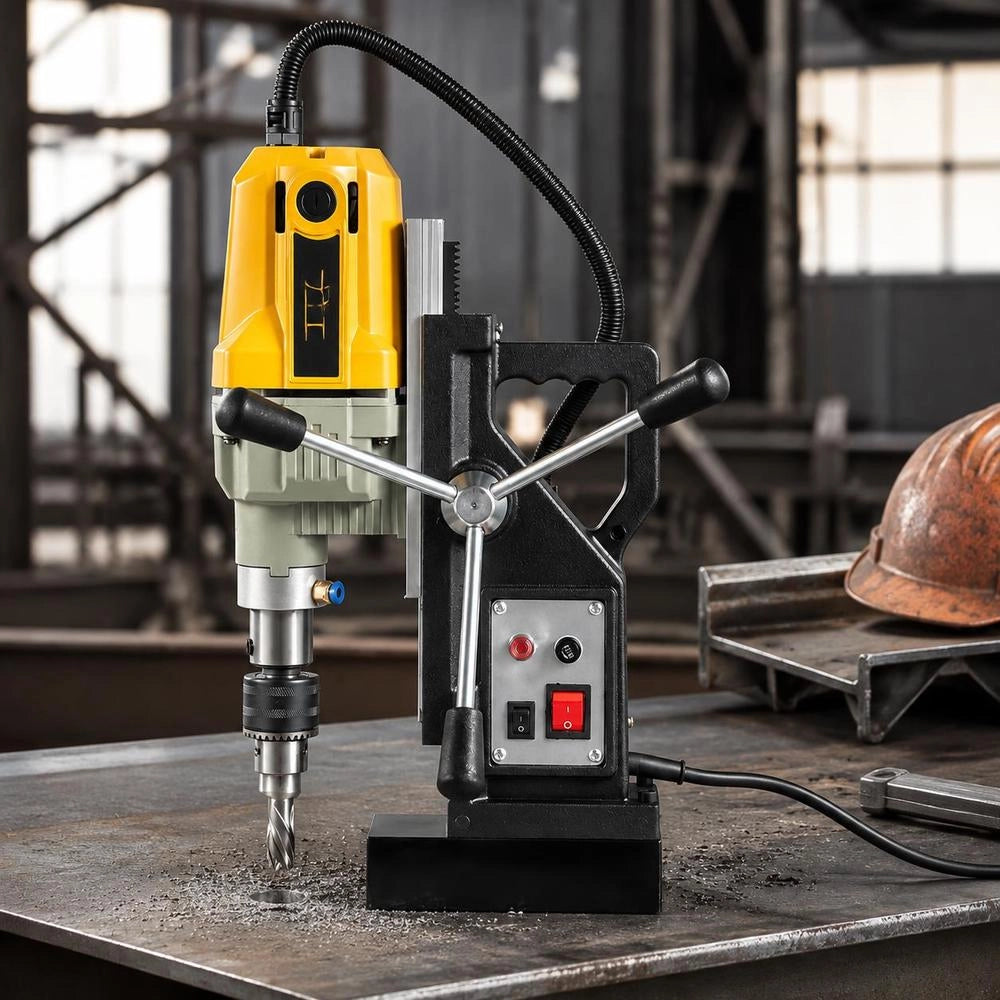 1100 W Magnetic Drill, 12000 N Electric Core Drilling Machine, Industrial Drilling Machine With 12 Drill Bits, Max. Depth 55 Mm, For Shipbuilding, Bridge Construction, Industrial Steel Construction