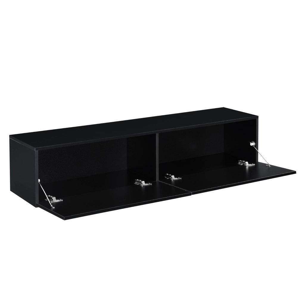 Mobile Pensile Porta TV Evaton da Parete 140 x 33 x 30 cm - Nero Lucido [en.casa]