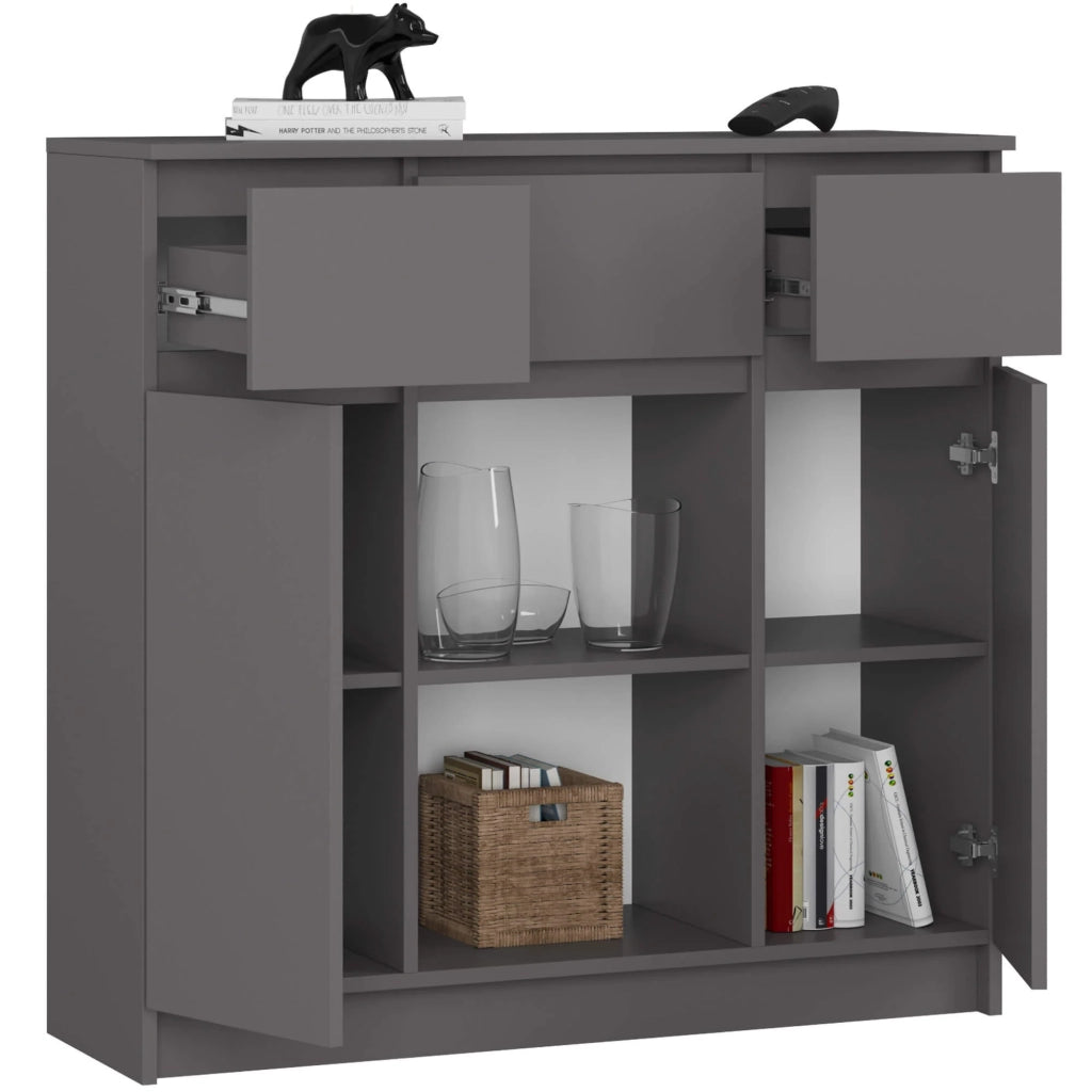 Cassettiera AKORD K100 Grigio Grafite 101 cm 2 ante 3 cassetti 101x35x98 cm
