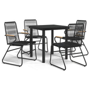 Set da Pranzo da Giardino 5 pz | Set Salotto da Giardino Nero in Rattan PVC