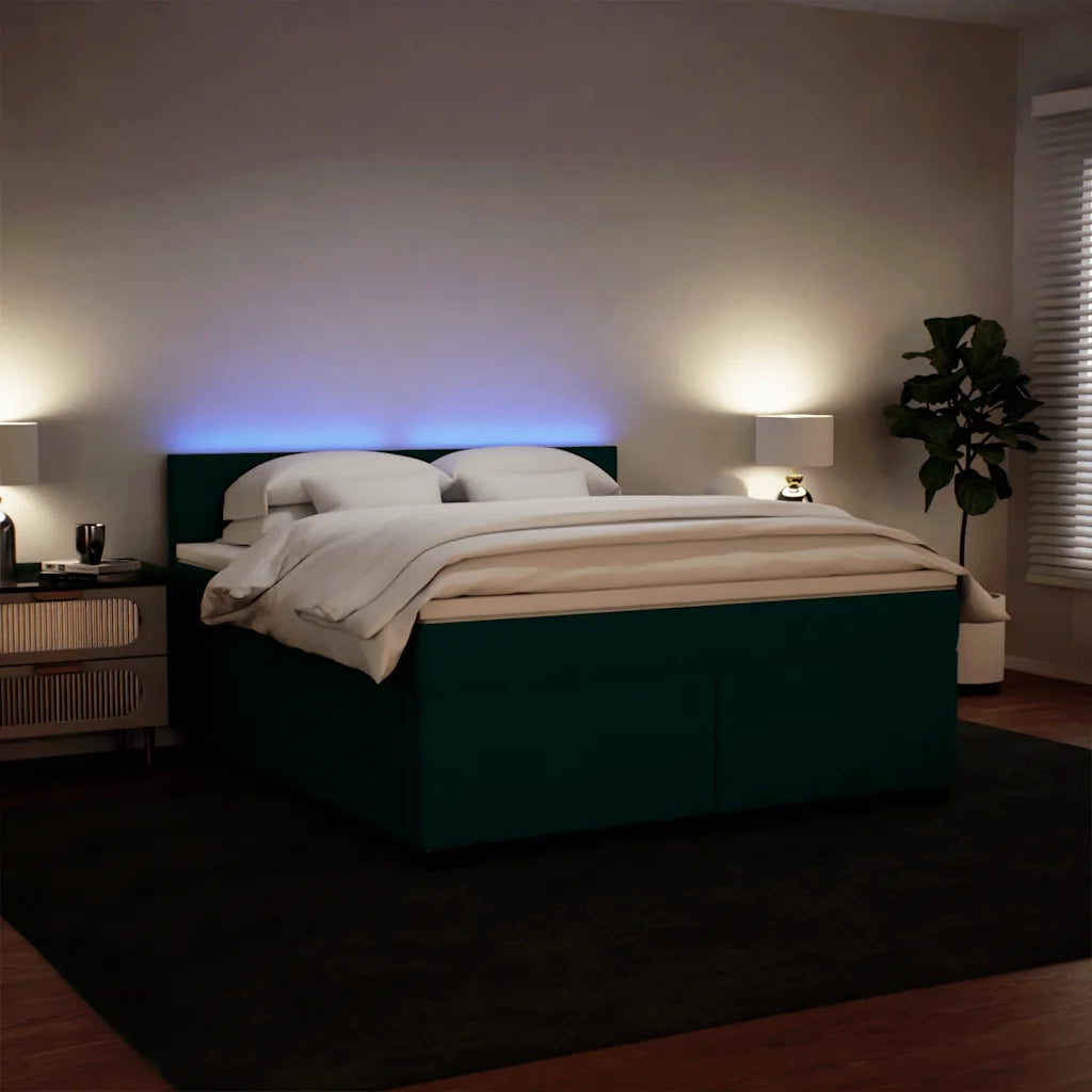 Giroletto a Molle con Materasso Verde Scuro 180x200 cm Velluto 3288675