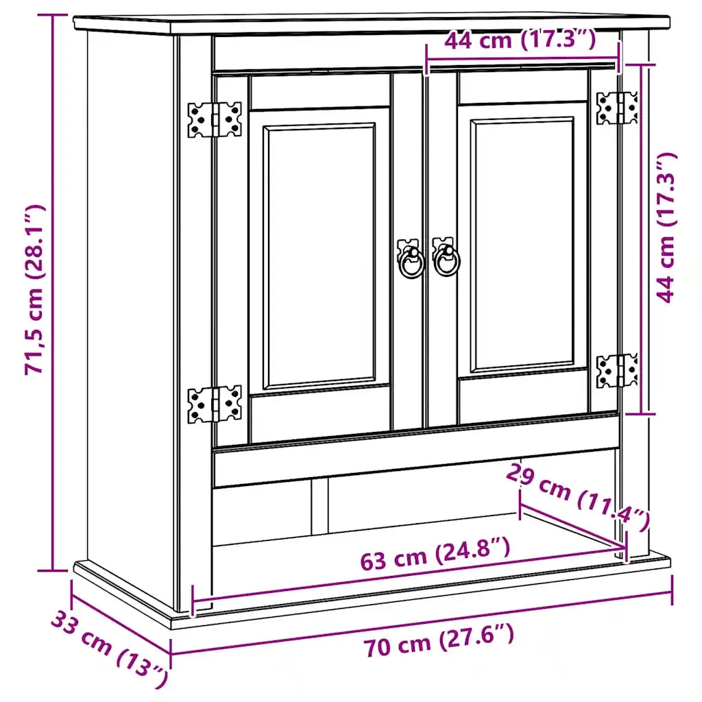 Armadio pensile Corona Bianco 70 x 33 x 71,5 cm Pino massello 42021200