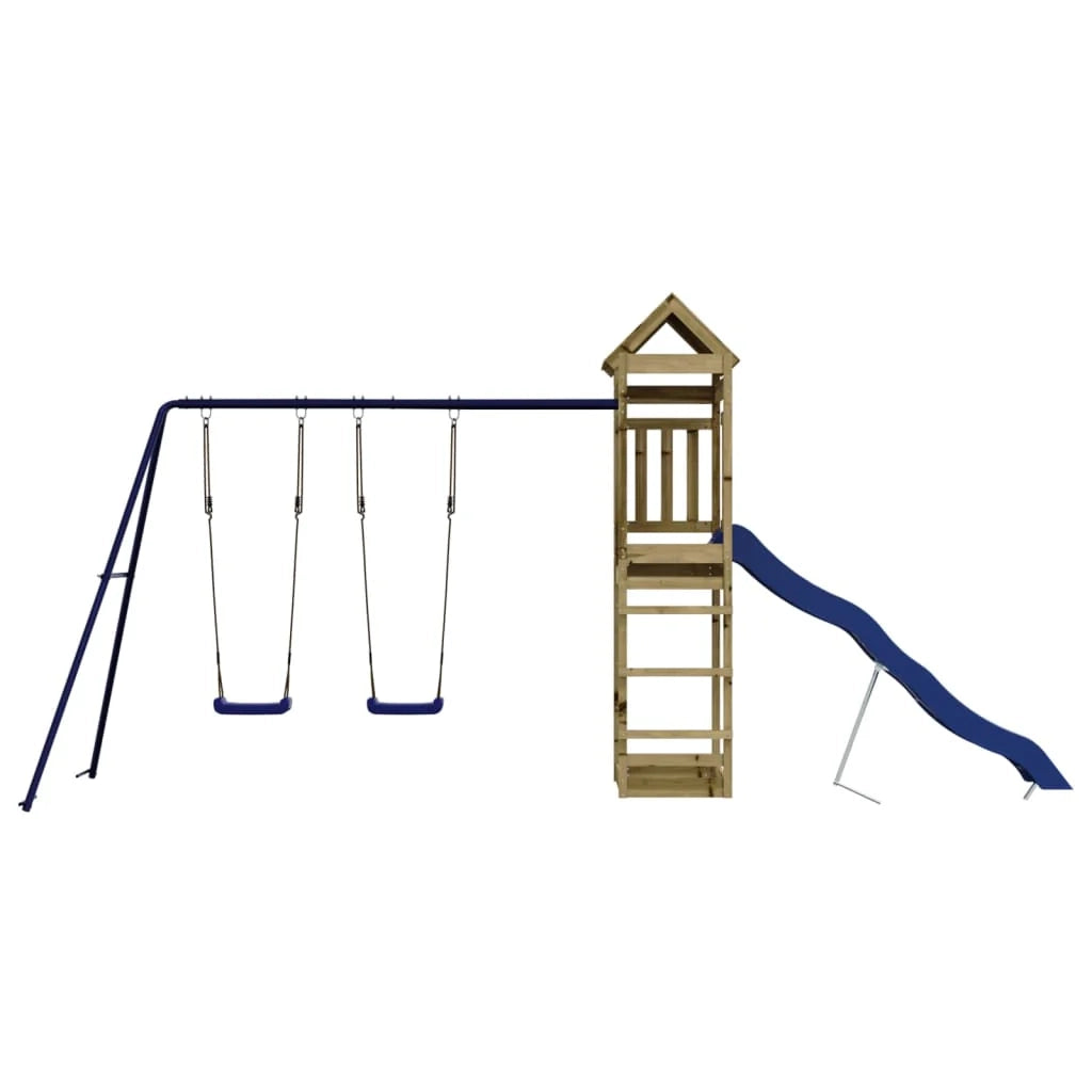 Area giochi all'aperto con altalene scivolo e robuste strutture per arrampicarsi  giochi da giardino 492 x 185 x 238 cm legno di pino impregnato 02_0004749