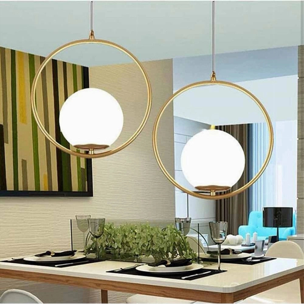 Trade Shop - Lampadario A Sospensione Minimalista Lampada Metallo Bronzo Con Sfera Vetro G9 A97 -