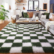 Tappeto per camera da letto in tessuto ruvido, 180x270cm, verde oliva e bianco, decorazione per bambini, alta densità, coperta per letto, tappeto morbido, grande, antiscivolo, lavabile.