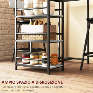 Set da Pranzo 3 Pezzi con Bancone Bar con Ripiani e 2 Sedie Alte Grigio Chiaro